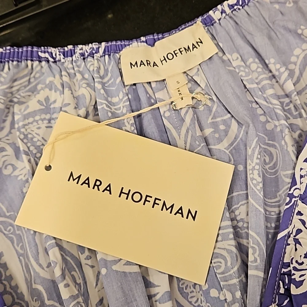 💕MARA HOFFMAN💕 Fila Dress ~ Purple with White Abstract Print Small S NWT - Picture 13 of 16